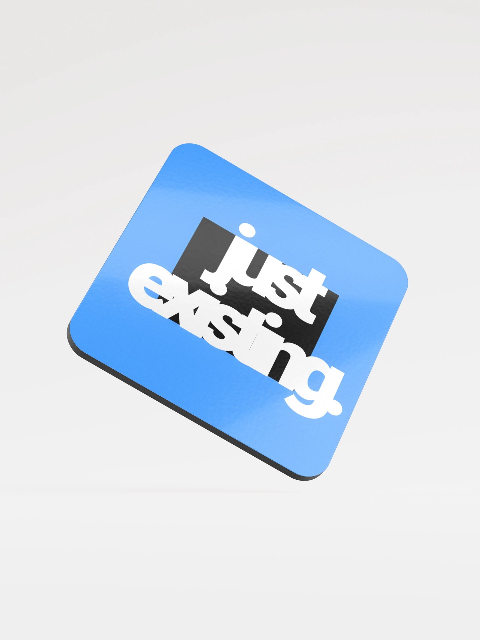 Just Existing Glassed Cork Coaster - Blue Black Period product image (1)