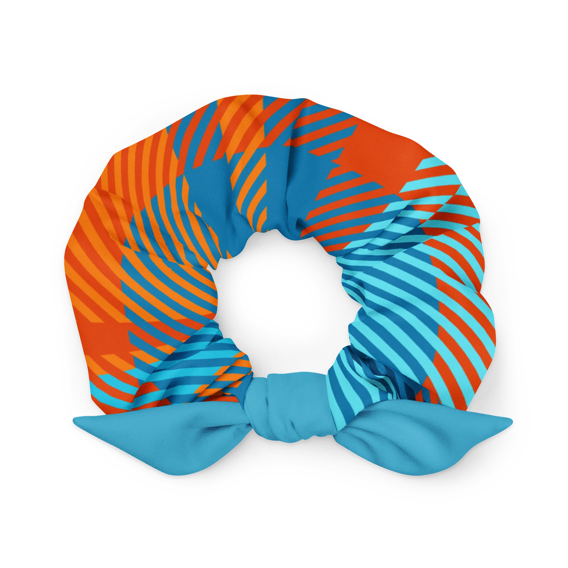 Retro Orange & Blue Print Bow Scrunchie product image (1)