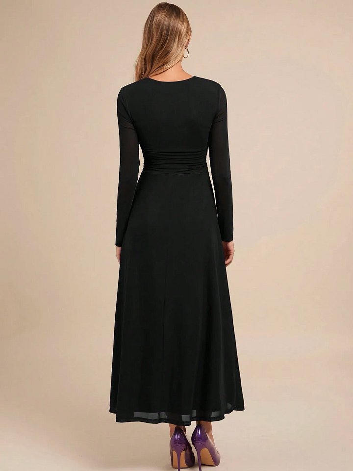 ADLEST Amorya Women's Autumn/Winter Elegant Party V-Neck Long Sleeve Purple A-Line Dress Wedding Guest Dress Women Birthday Dresses For Women Club Outfit Halloween Costumes product image (2)