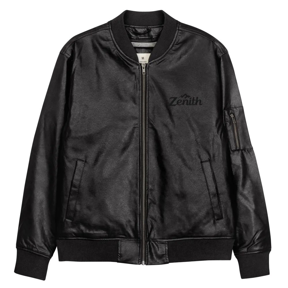 Zenith Unisex Faux Leather Bomber Jacket - Relaxed Fit, Heavyweight PU Leather, Sizes XS-3XL, Available in Black and Brown product image (11)