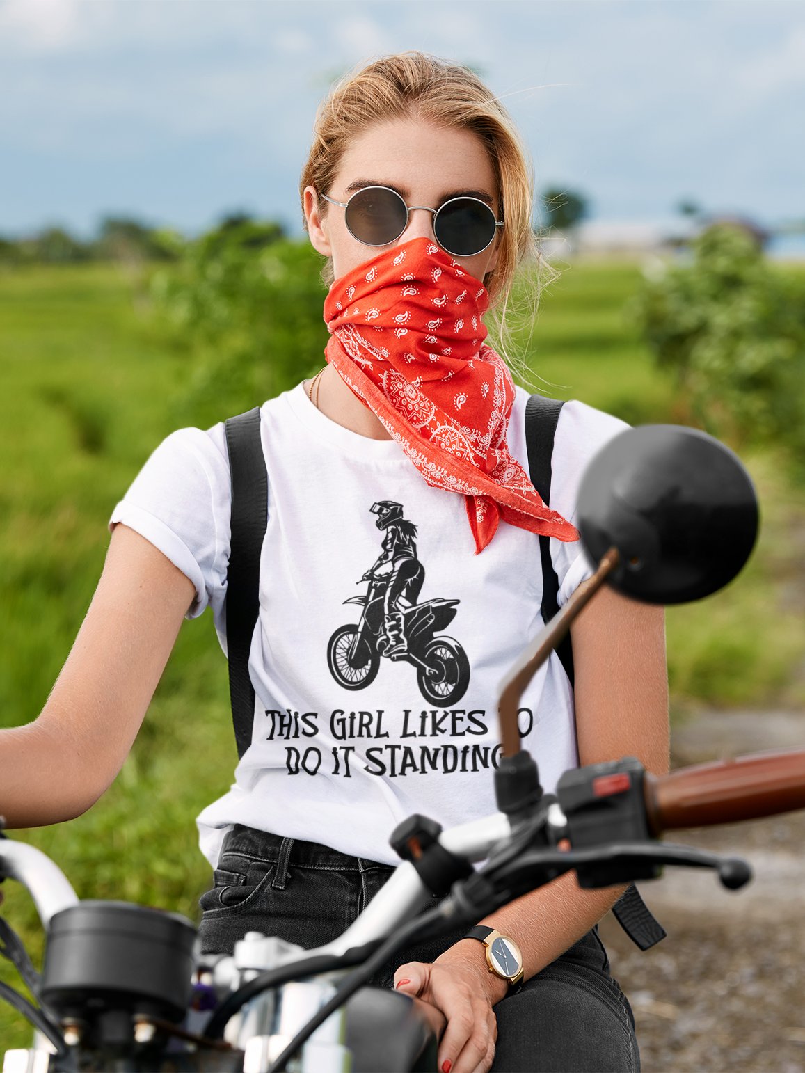 Standing girl on a dirtbike T-Shirt product image (1)
