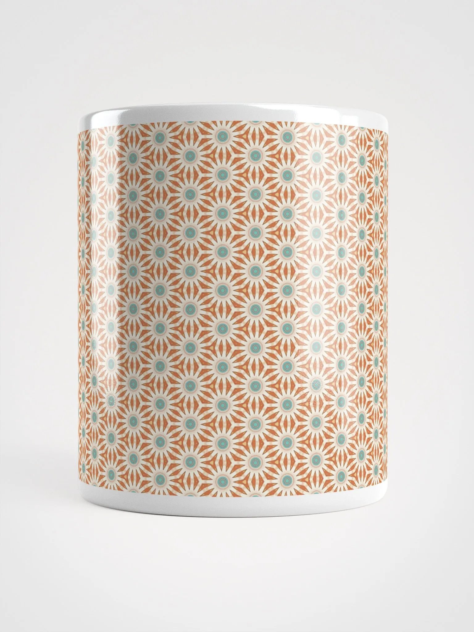 Orange Turquoise & Cream Floral Ceramic Mug product image (6)