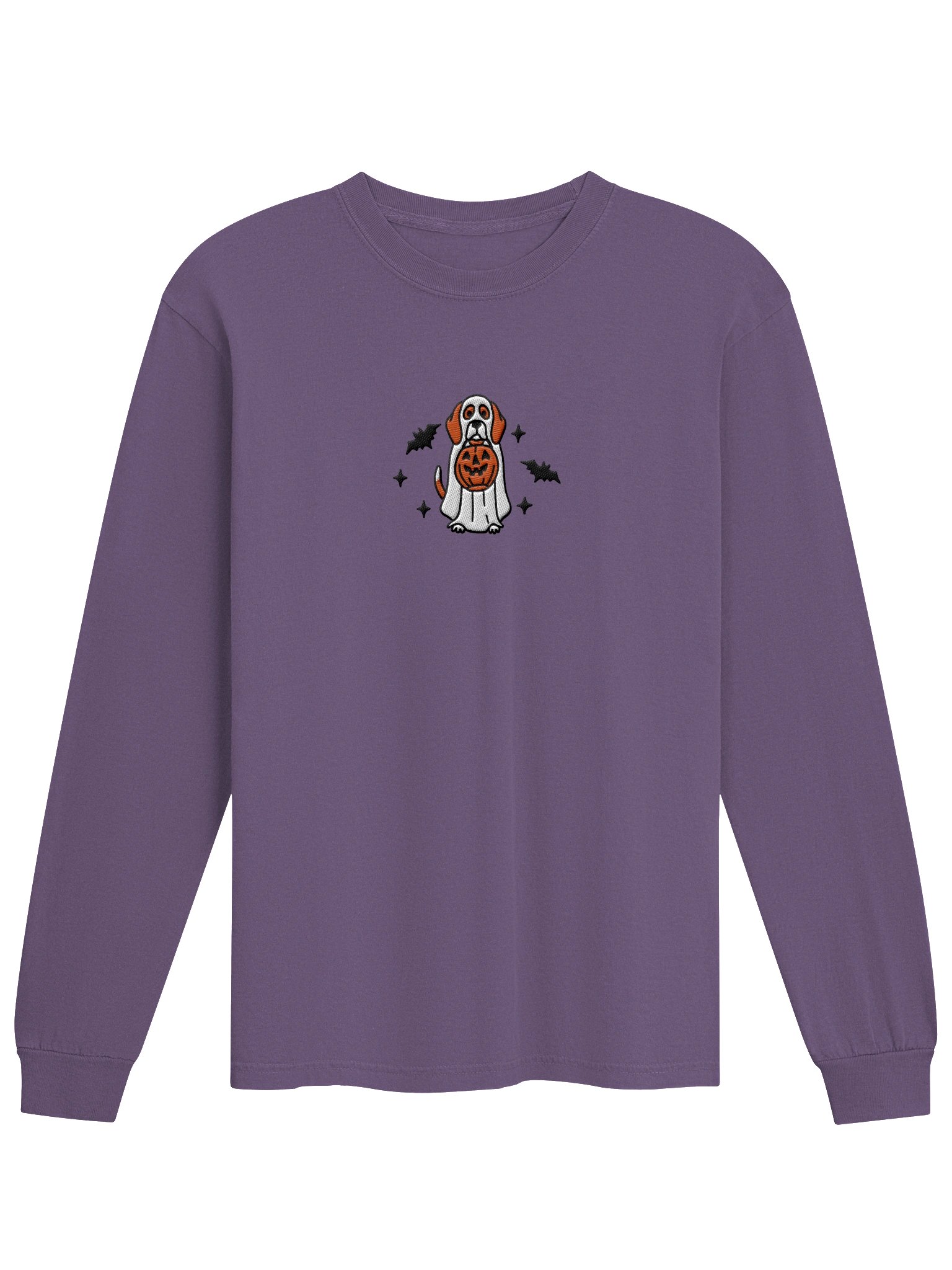 Halloween Beagle(Red & White) Embroidered Long-sleeved T-Shirt product image (4)