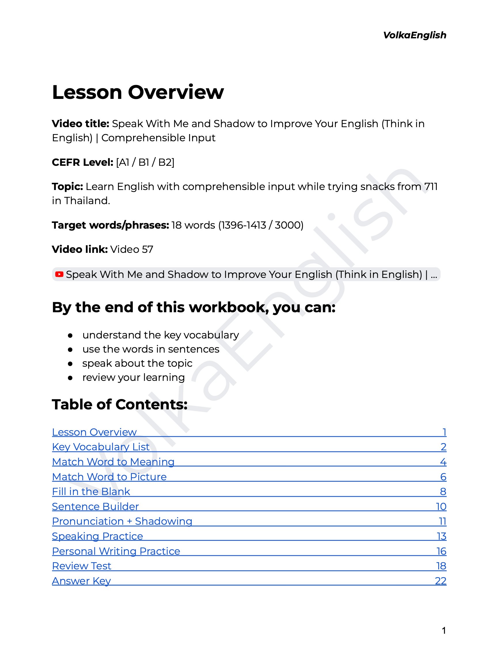 Speak With Me and Shadow to Improve Your English (Think in English) | Comprehensible Input - Video 57 Study Pack product image (2)