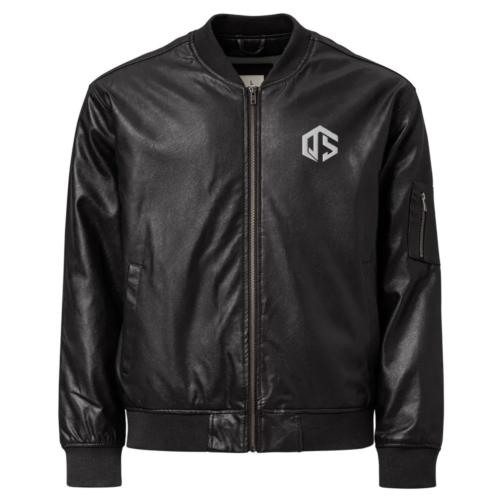 QS Logo Faux Leather Bomber Jacket product image (1)