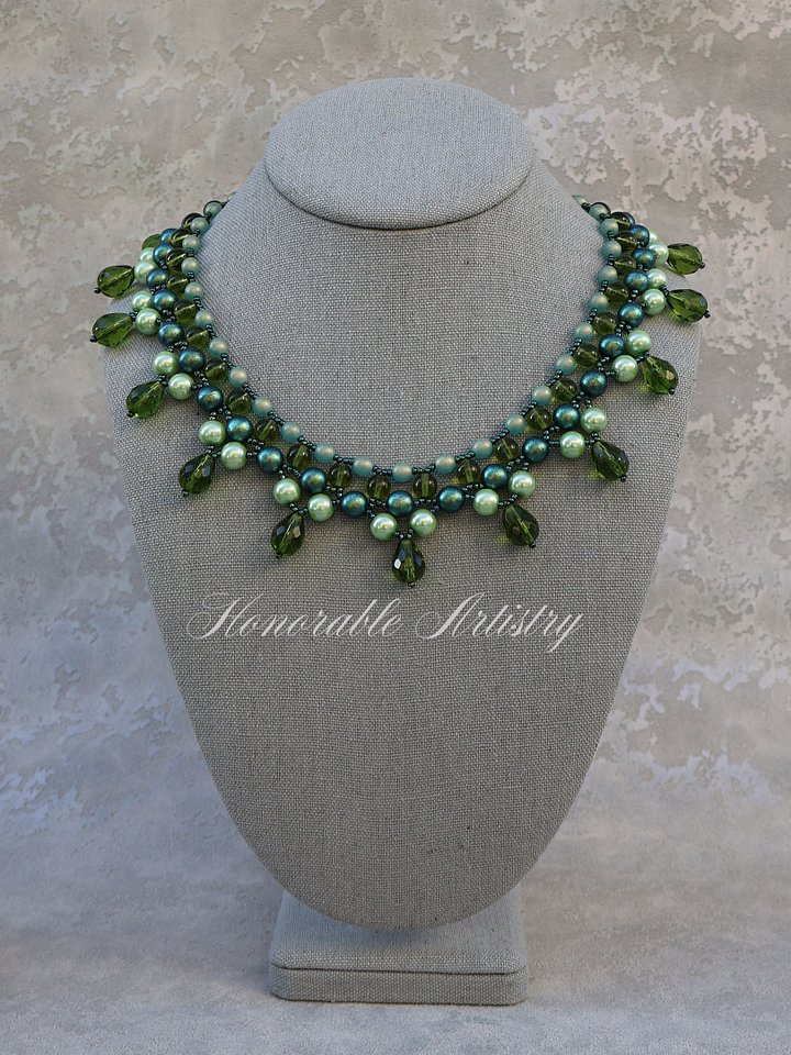 Green and Blue Czech Glass Layered Necklace product image (1)