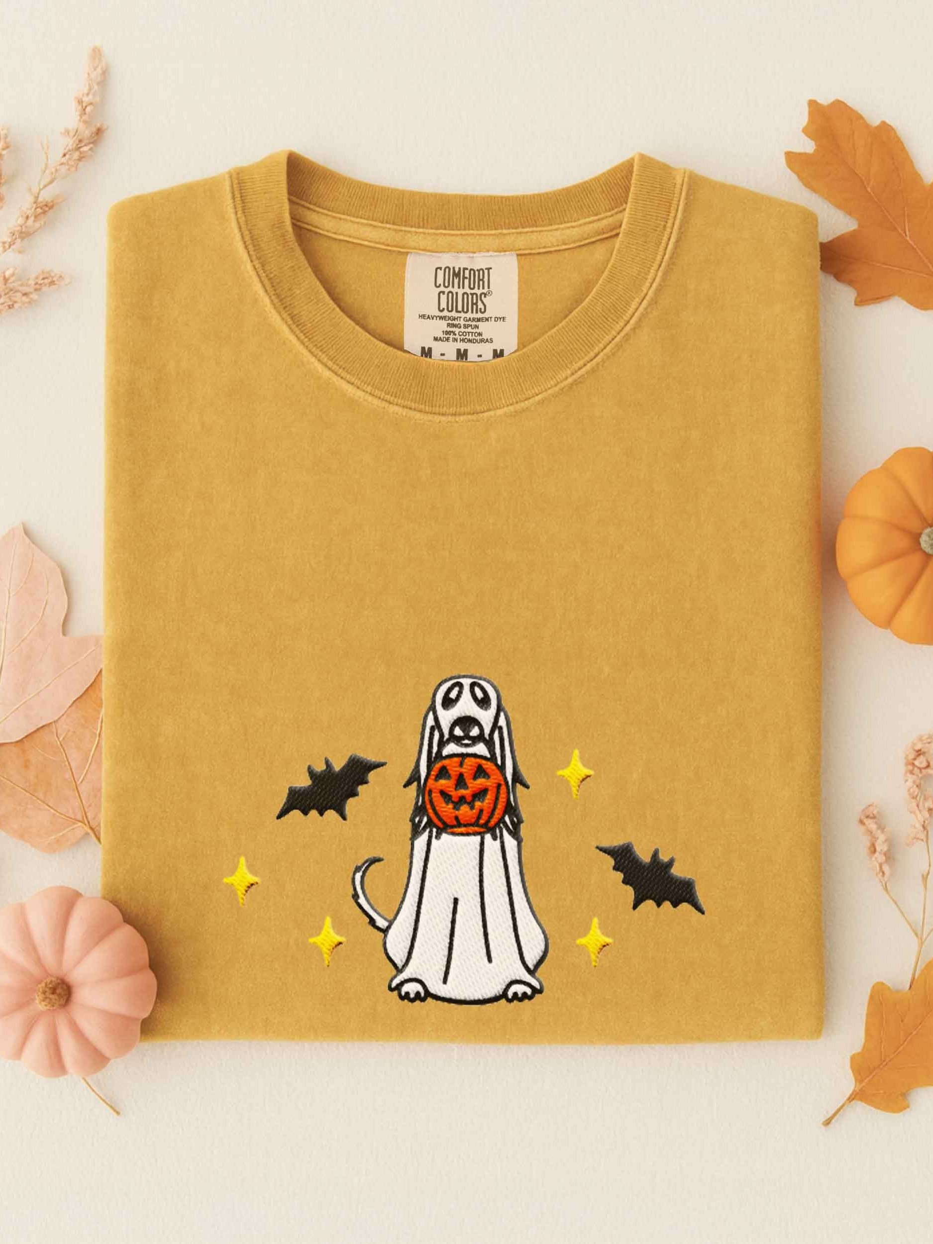 Halloween Saluki(White) Embroidered T-Shirt product image (1)