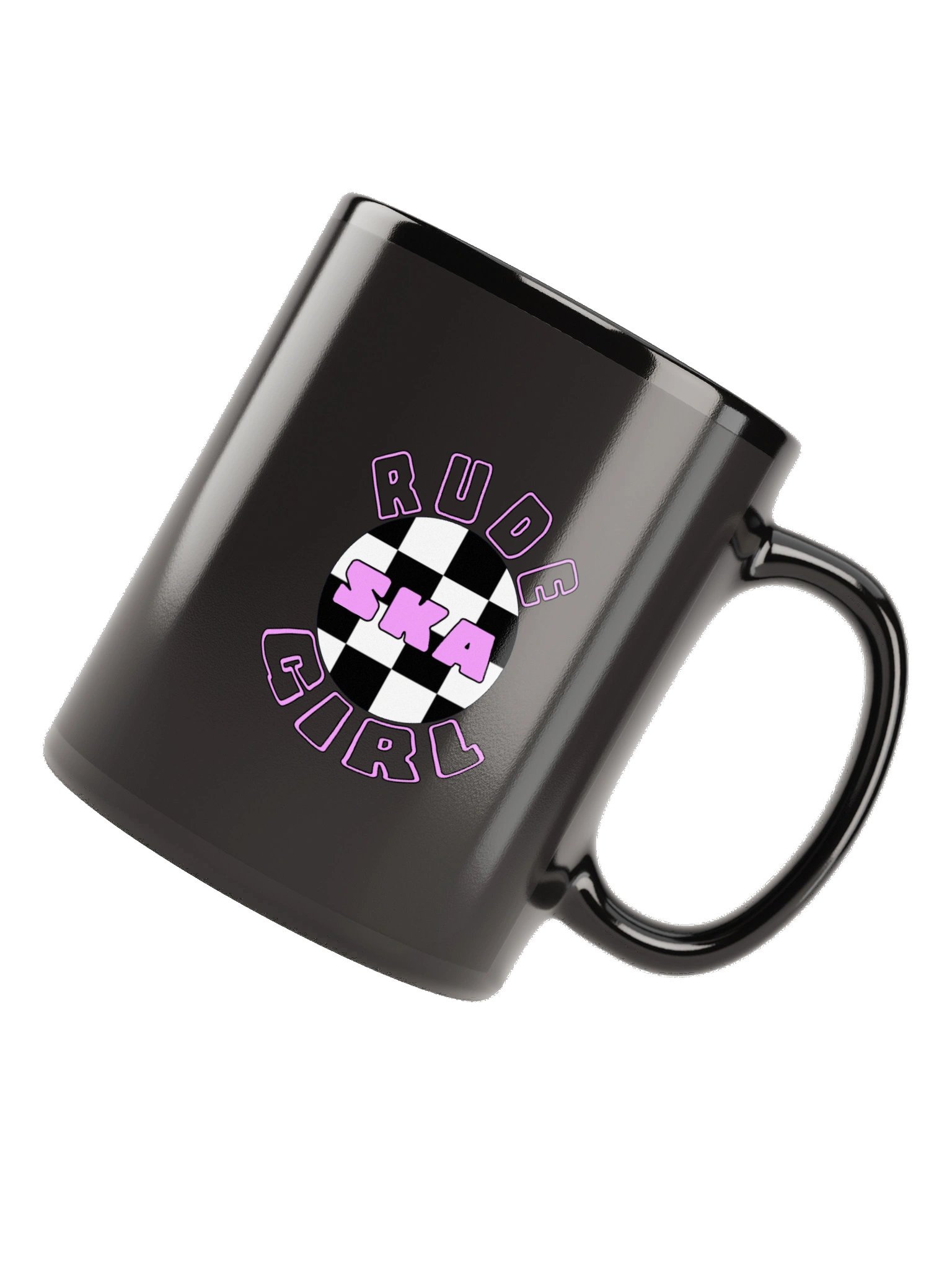 RUDE GIRL SKA Checkerboard Ceramic Mug – Black product image (6)