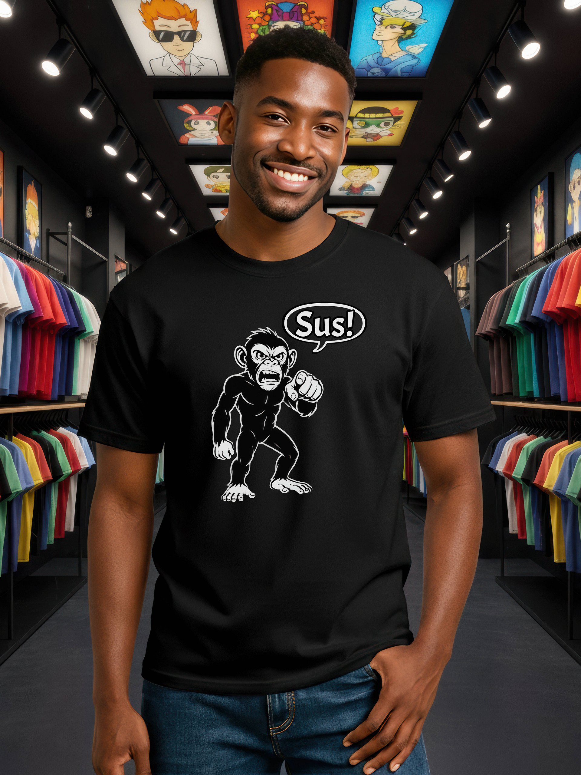 Sus Monkey - Funny - Meme T-Shirt - AS Colour Unisex Premium T-Shirt product image (2)
