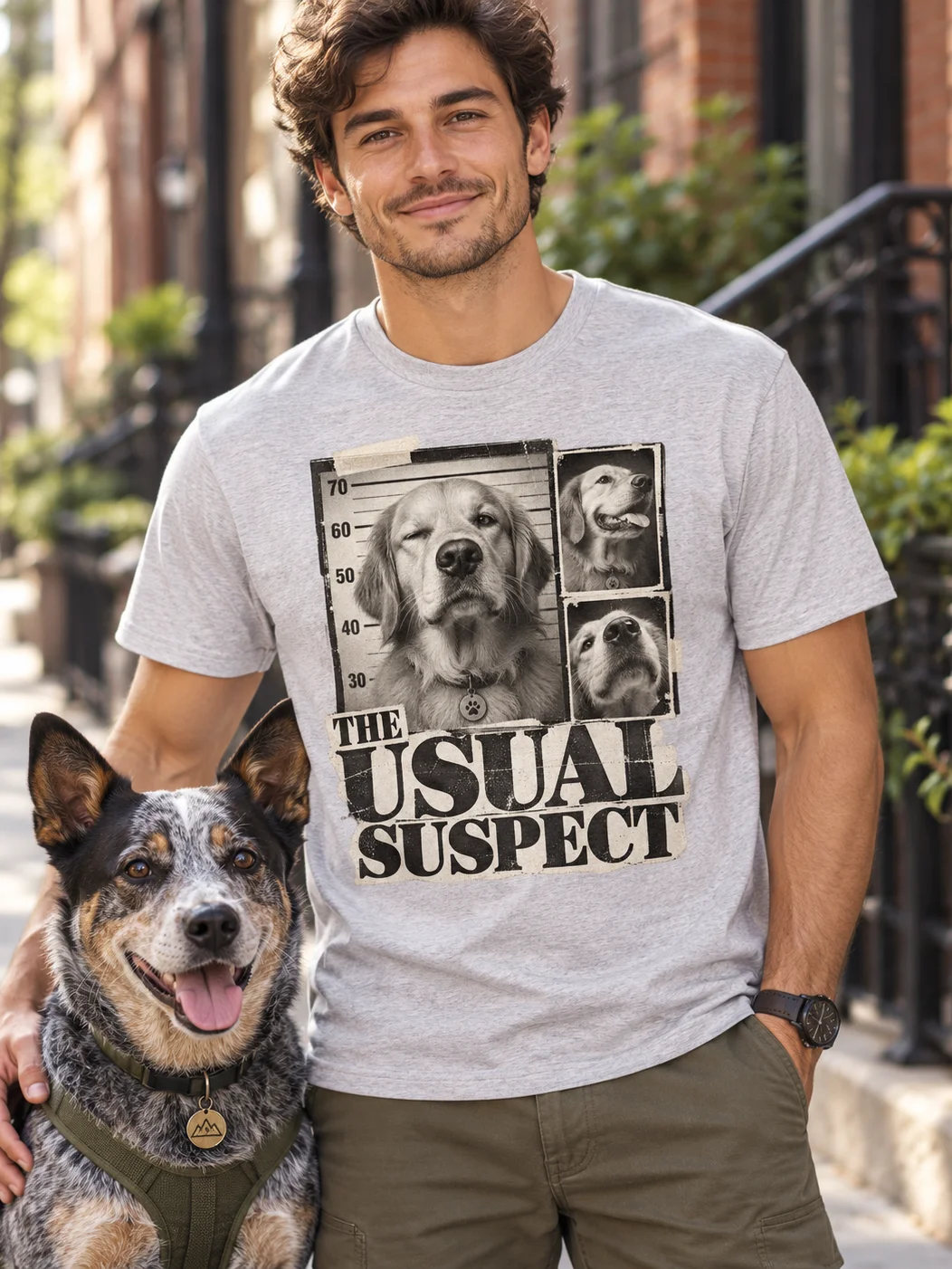 Funny Golden Retriever T-Shirt | The Usual Suspect Dog Shirt | Vintage Mugshot Dog Graphic Tee | Dog Lover Shirt product image (1)