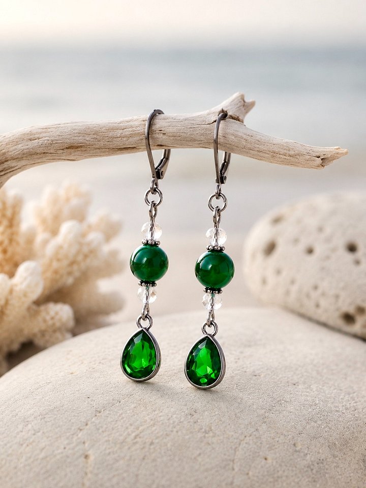 MFD-00312 | Emerald Coast Teardrop Earrings | One of a Kind Coastal Glam Jewelry product image (1)