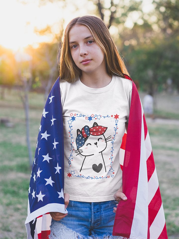 Cute Patriotic Cat 4th of July T-Shirt product image (1)