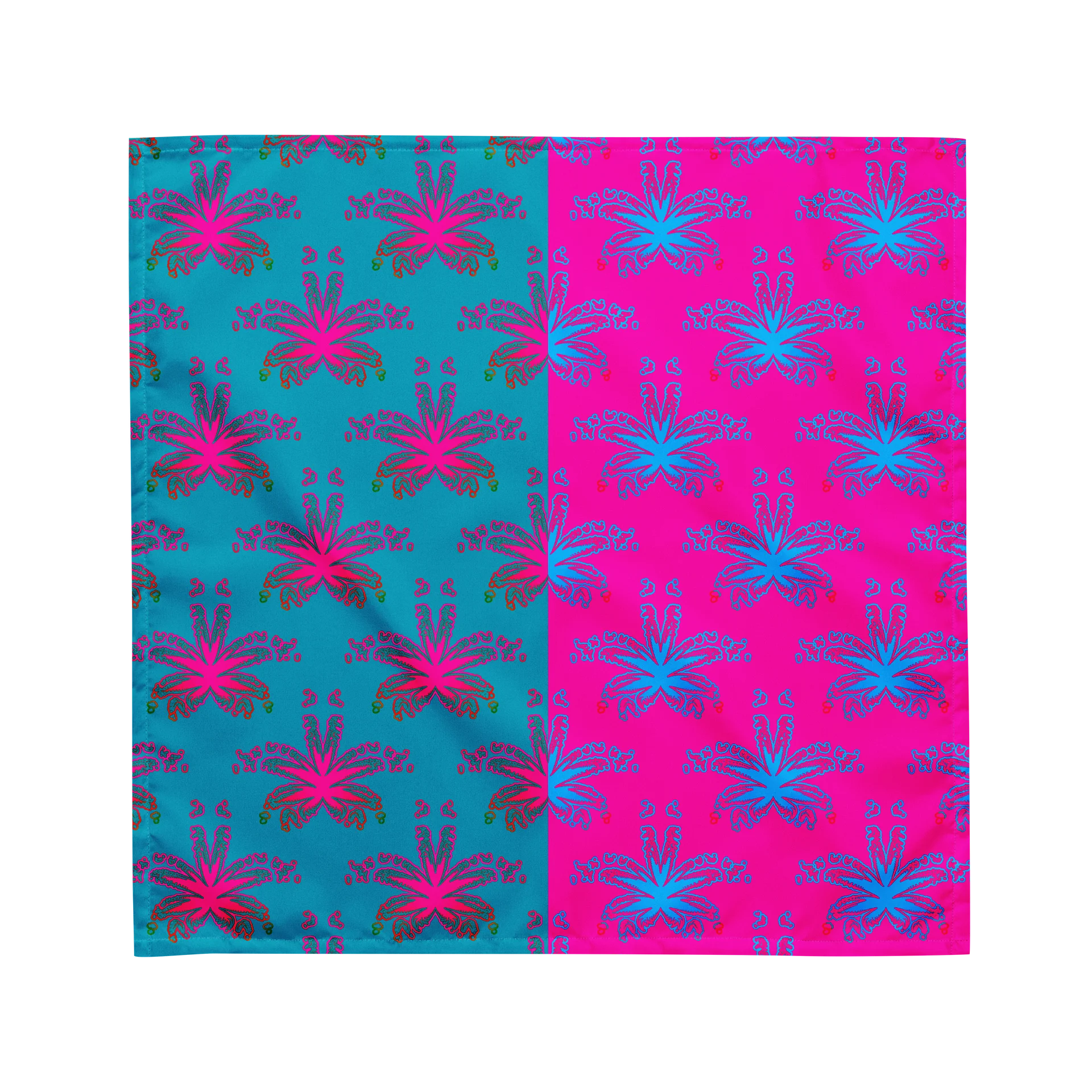 420 Summertime Stoner Cannabis Bandana, Cotton Candy Color Circus Style Accessory, Pot Leaf Festival Fashion, Weird Reefer Weed Ganja Art product image (1)