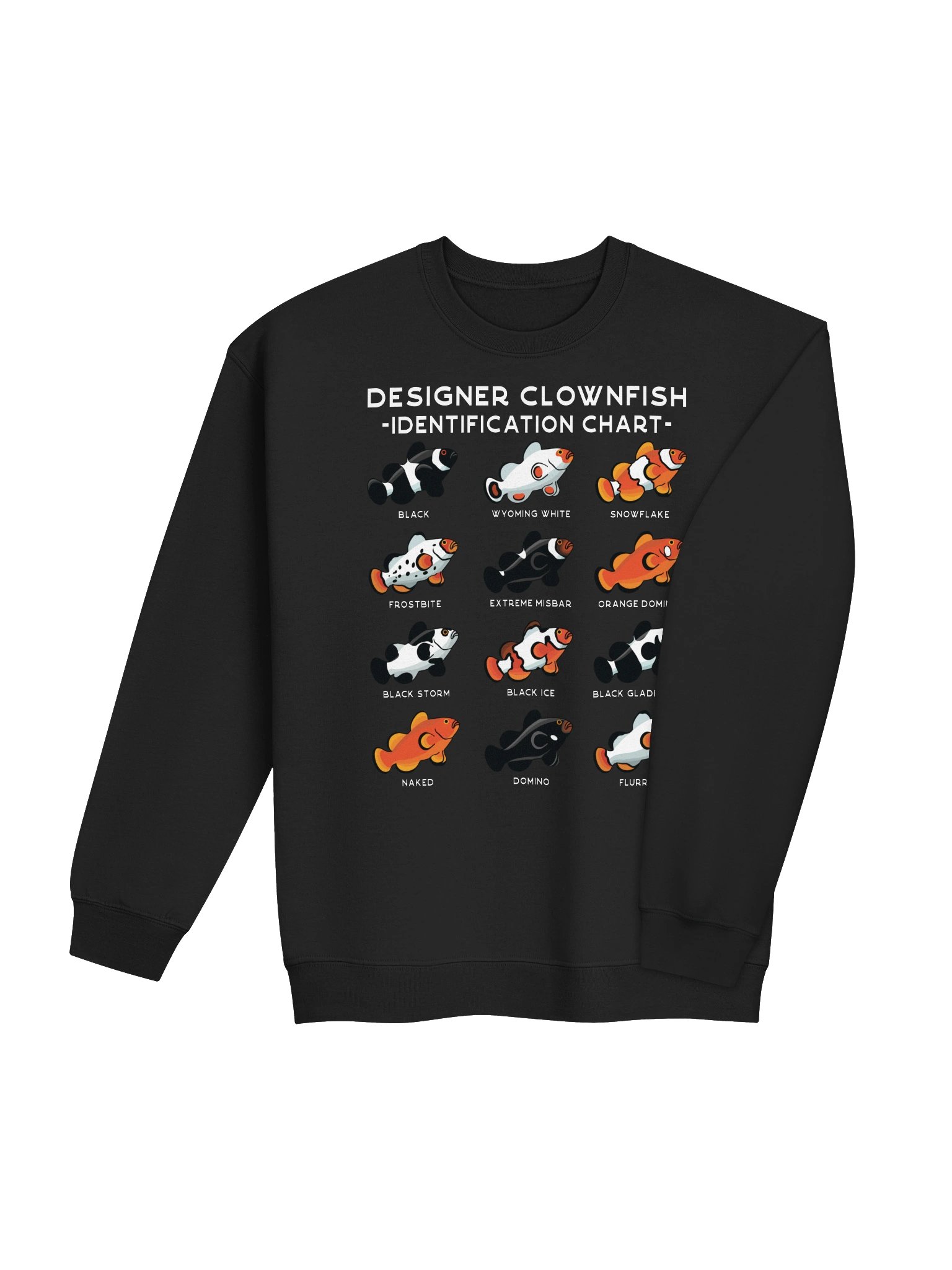Designer Clownfish Identification Chart Sweatshirt for Reef Aquarium Lovers product image (8)