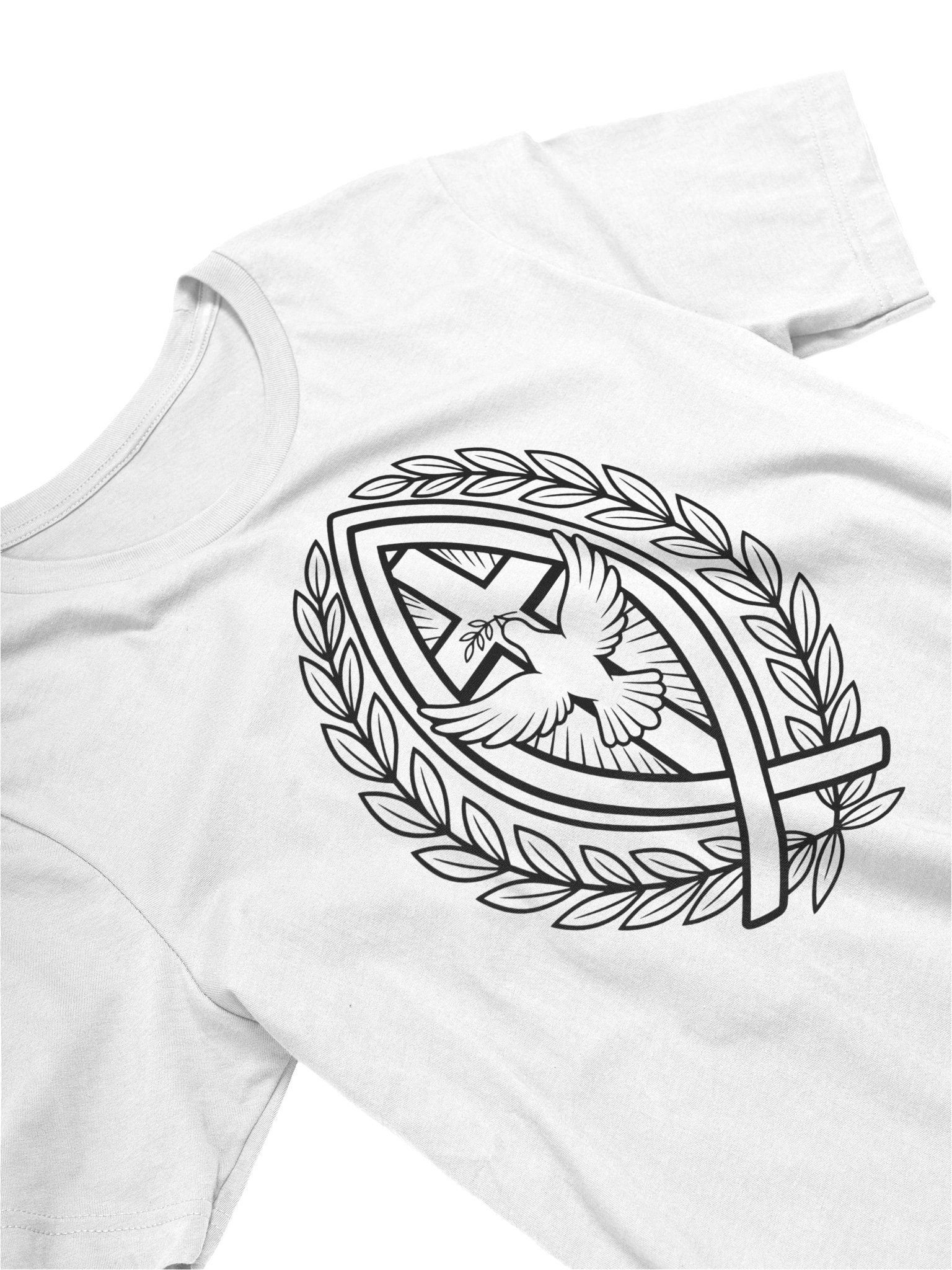 Christian Graphic T-Shirt, Ichthus Cross Dove Olive Branch Faith Shirt, Unisex Inspirational Tee product image (5)