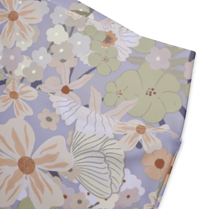 Khaki Green Blue Floral Flare Yoga Leggings product image (1)