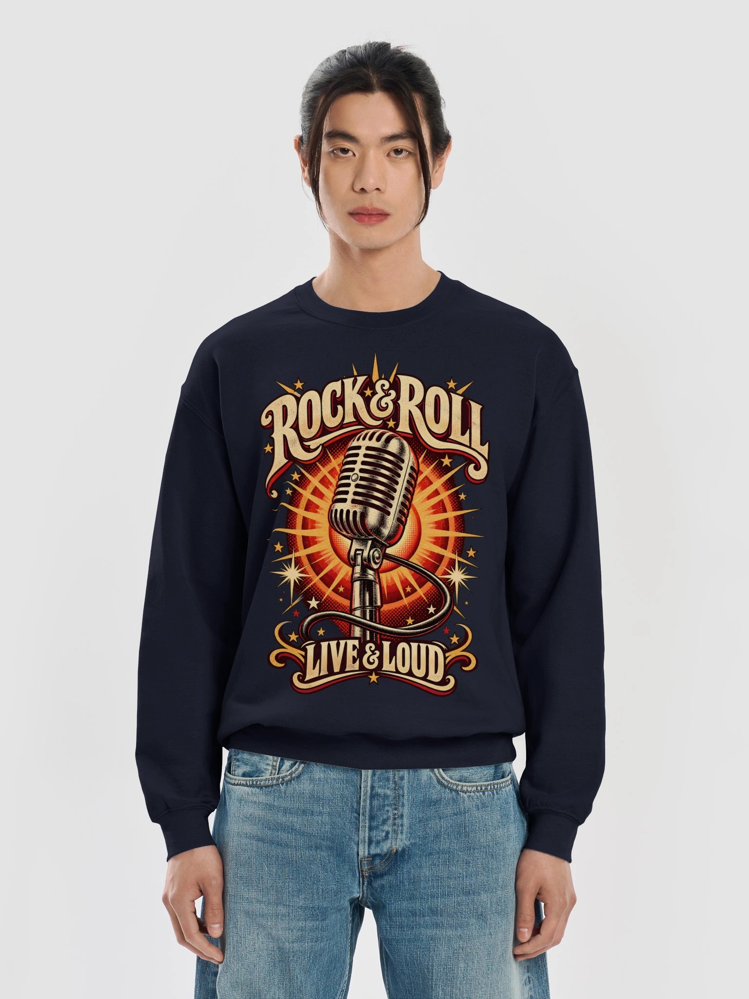 Rock & Roll Live & Loud Retro Sweatshirt product image (61)