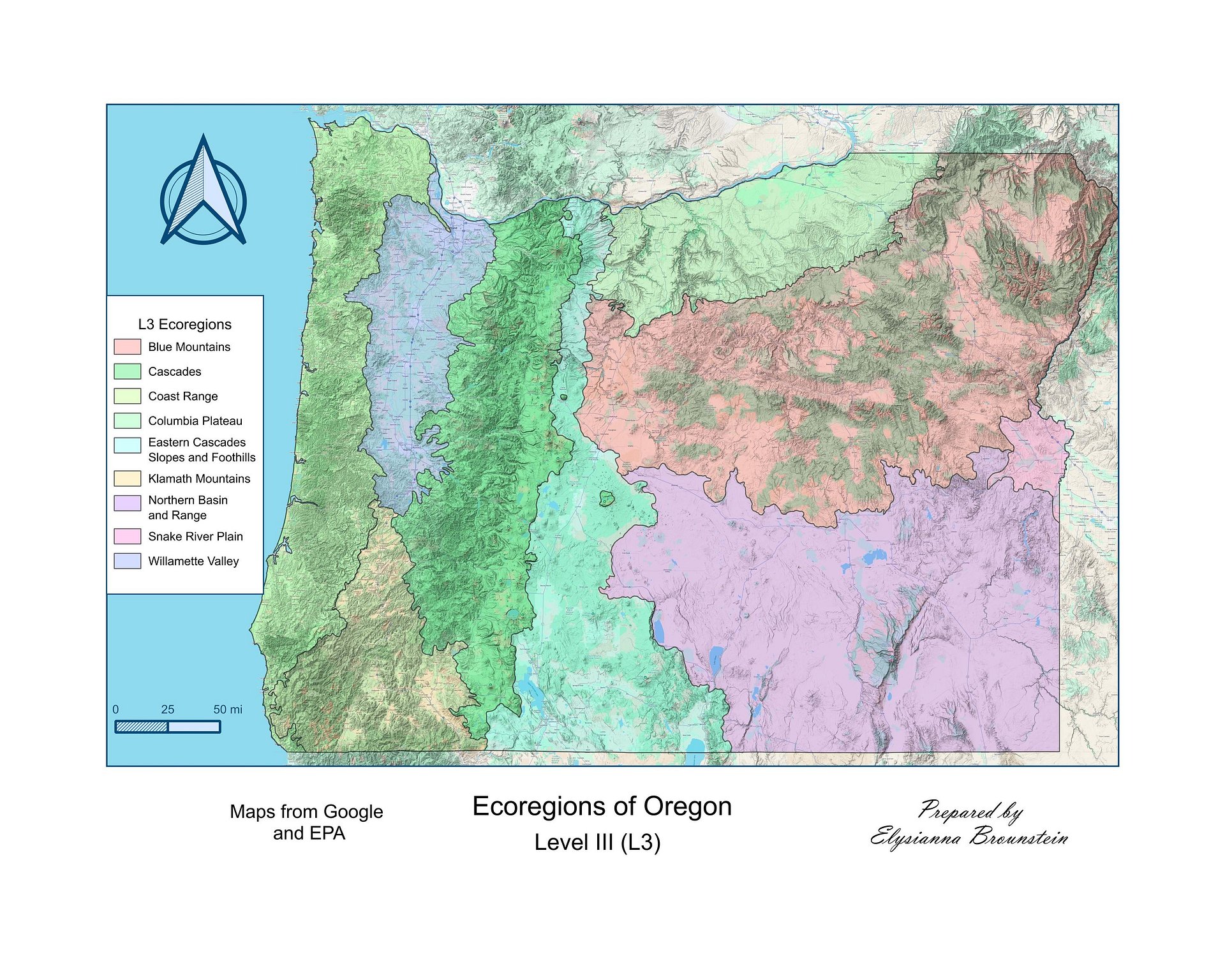Unframed Oregon Ecoregions Map product image (1)