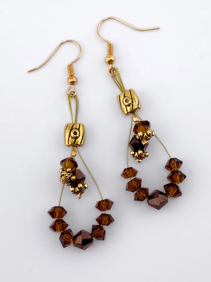 Bronze and Gold Crystal Loop Earrings product image (2)