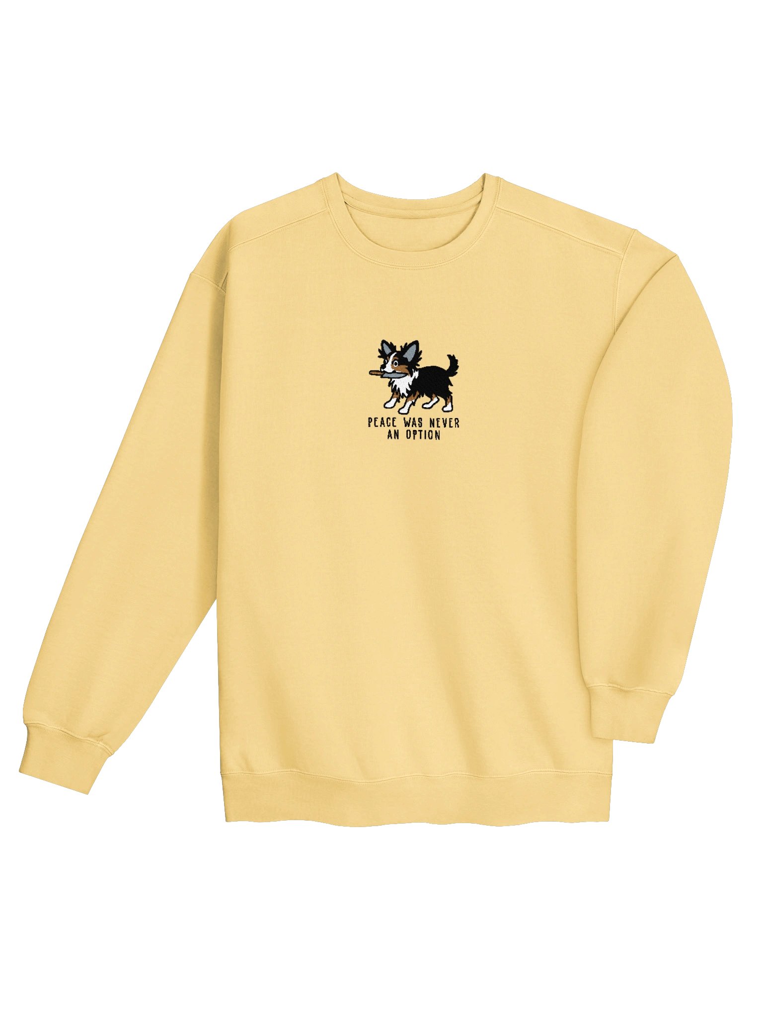 Peace Was Never an Option Funny Chibi-Style Embroidered Premium Sweatshirt for Longhaired Chihuahua(Tricolor) Owners product image (44)