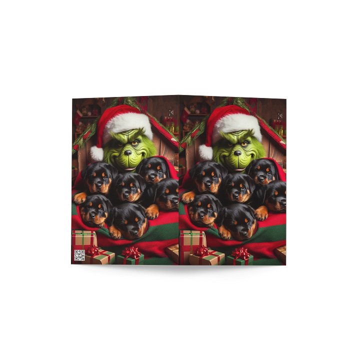 Grinch & Rottweiler Puppies Holiday Greeting Card product image (4)