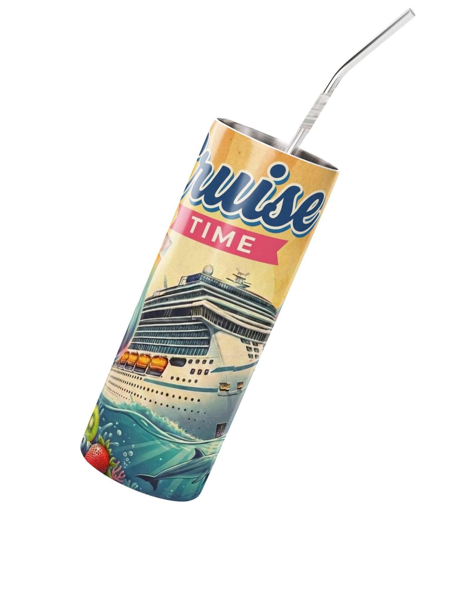 Cruise Time Stainless Steel Tumbler | Tropical Cruise Vacation Cup product image (2)