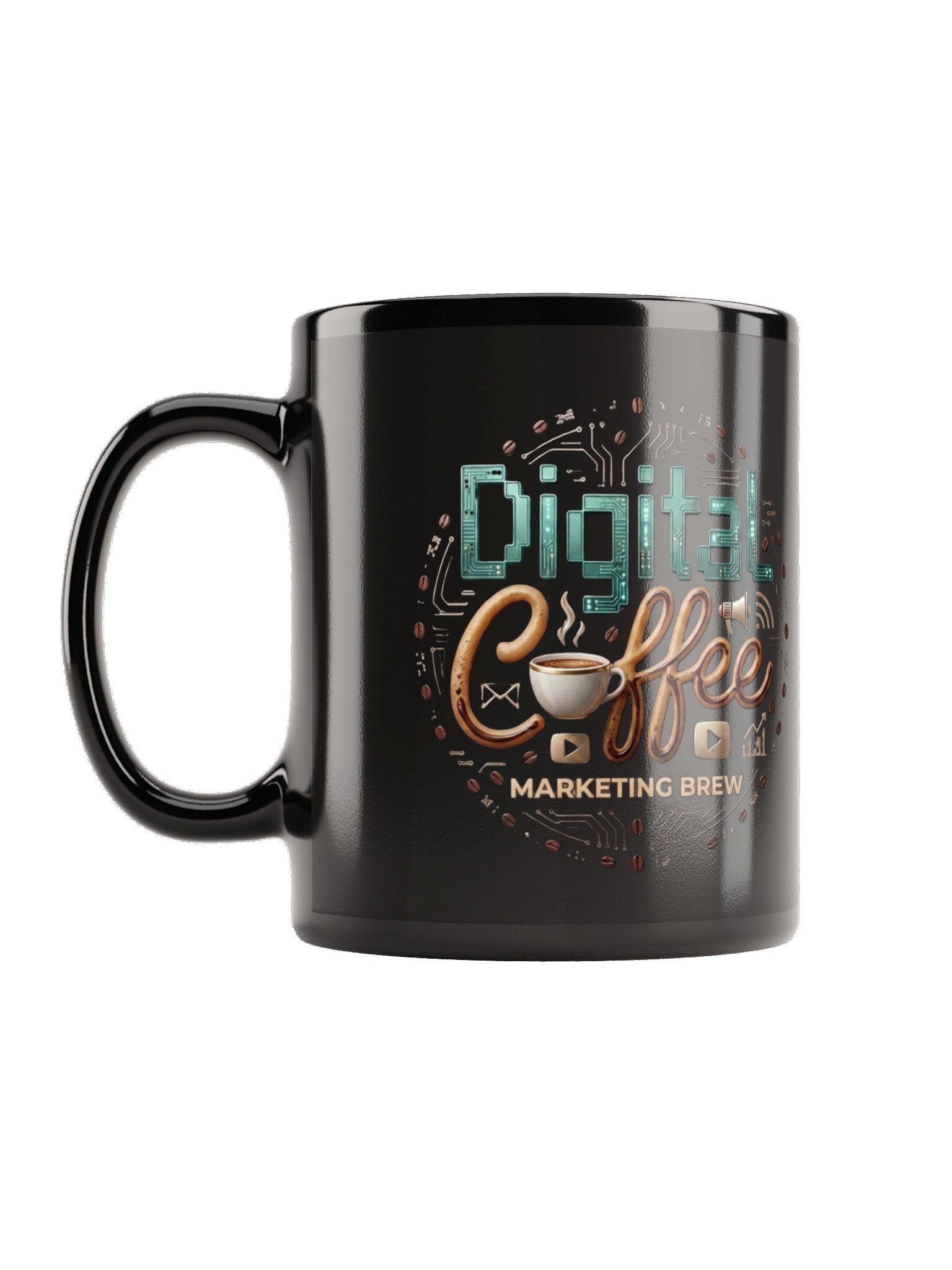 Digital Coffee: Marketing Brew Mug — Black Glossy product image (1)
