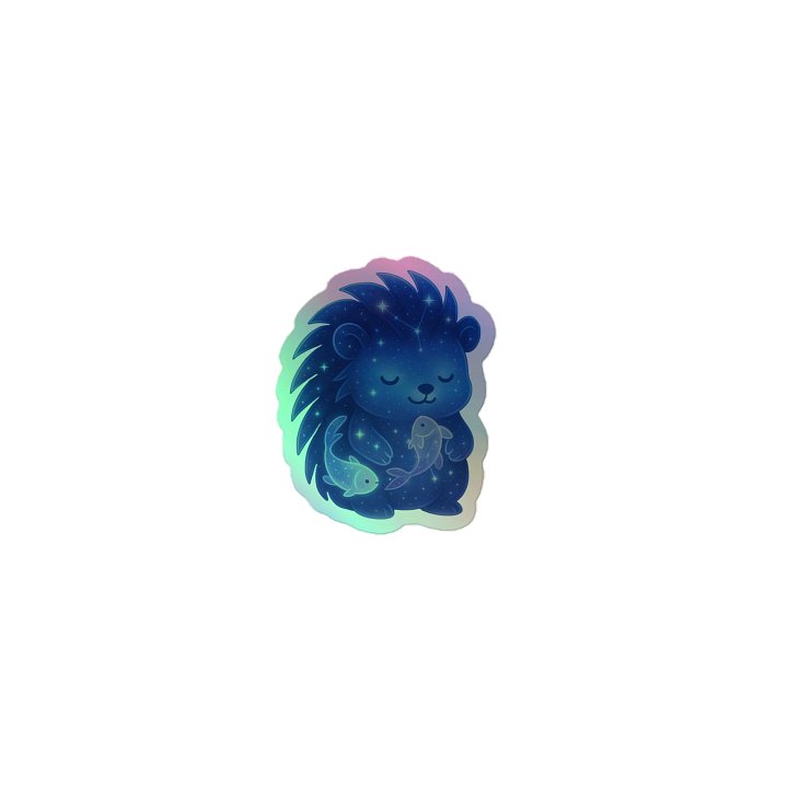 Zodiac hedgie Pisces holographic sticker product image (1)