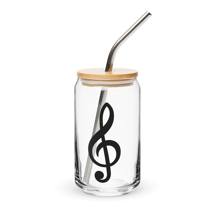 Treble Clef Glass Can with Bamboo Lid | "We're in for Some Treble" Iced Coffee Cup product image (1)