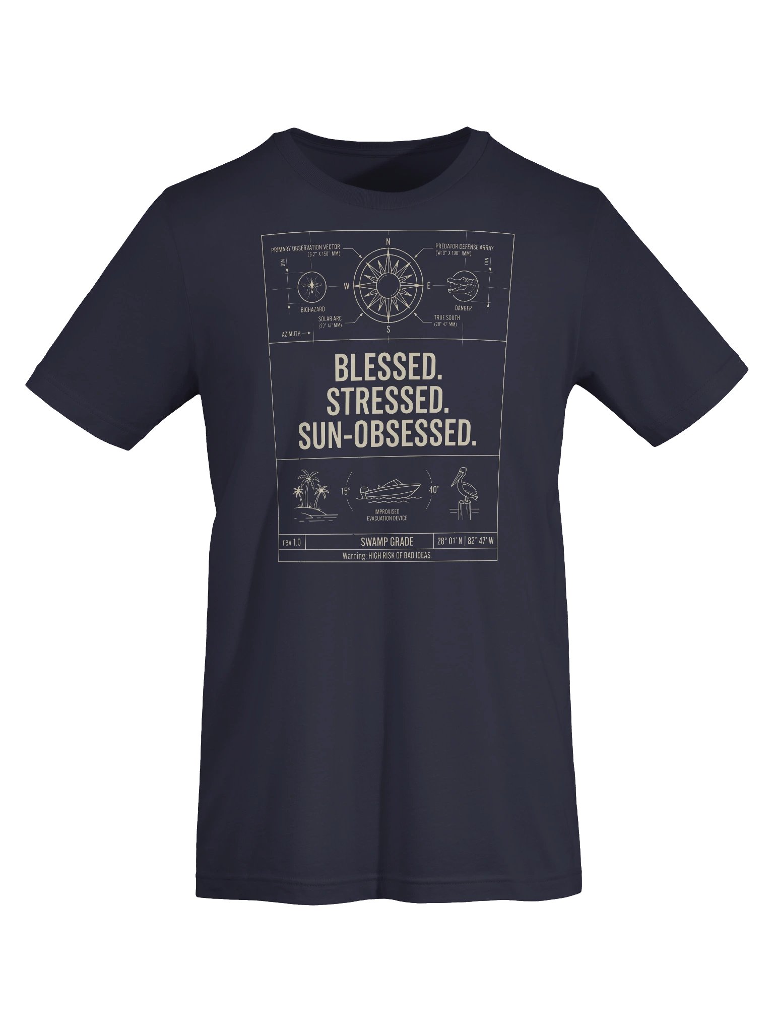 Florida Beach Vacation Shirt Sun-Obsessed Blueprint Design Tee product image (55)