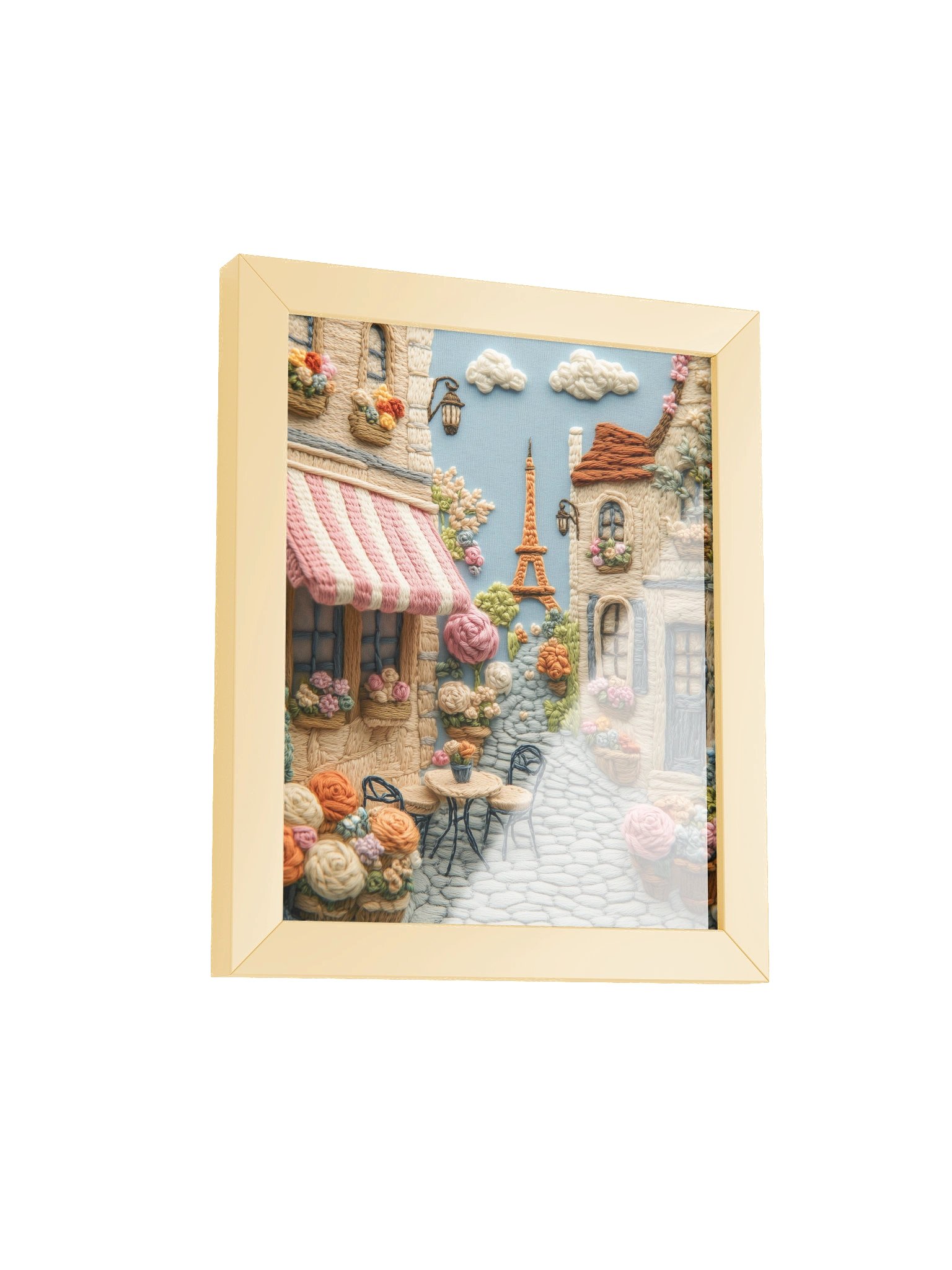 Meet Me at a Café in Paris | Embroidery-Style Wall Art — Framed Print product image (10)