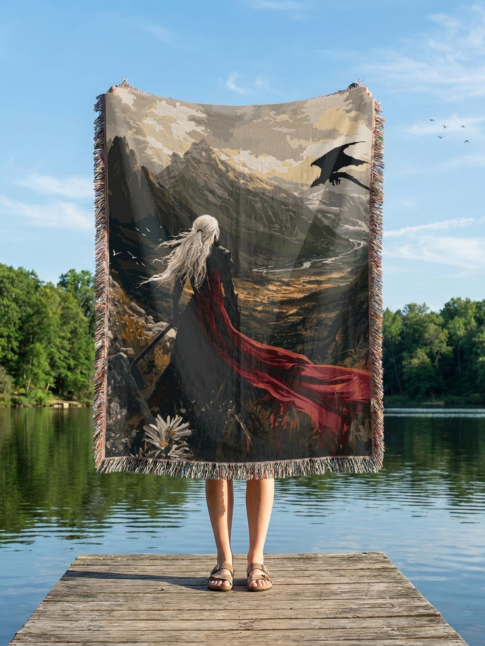 Throne of Glass Woven Blanket Sarah J Maas Manon Blackbeak Abraxos Aelin Galathynius Rowan Whitethorn Fantasy Bookish Gift product image (1)