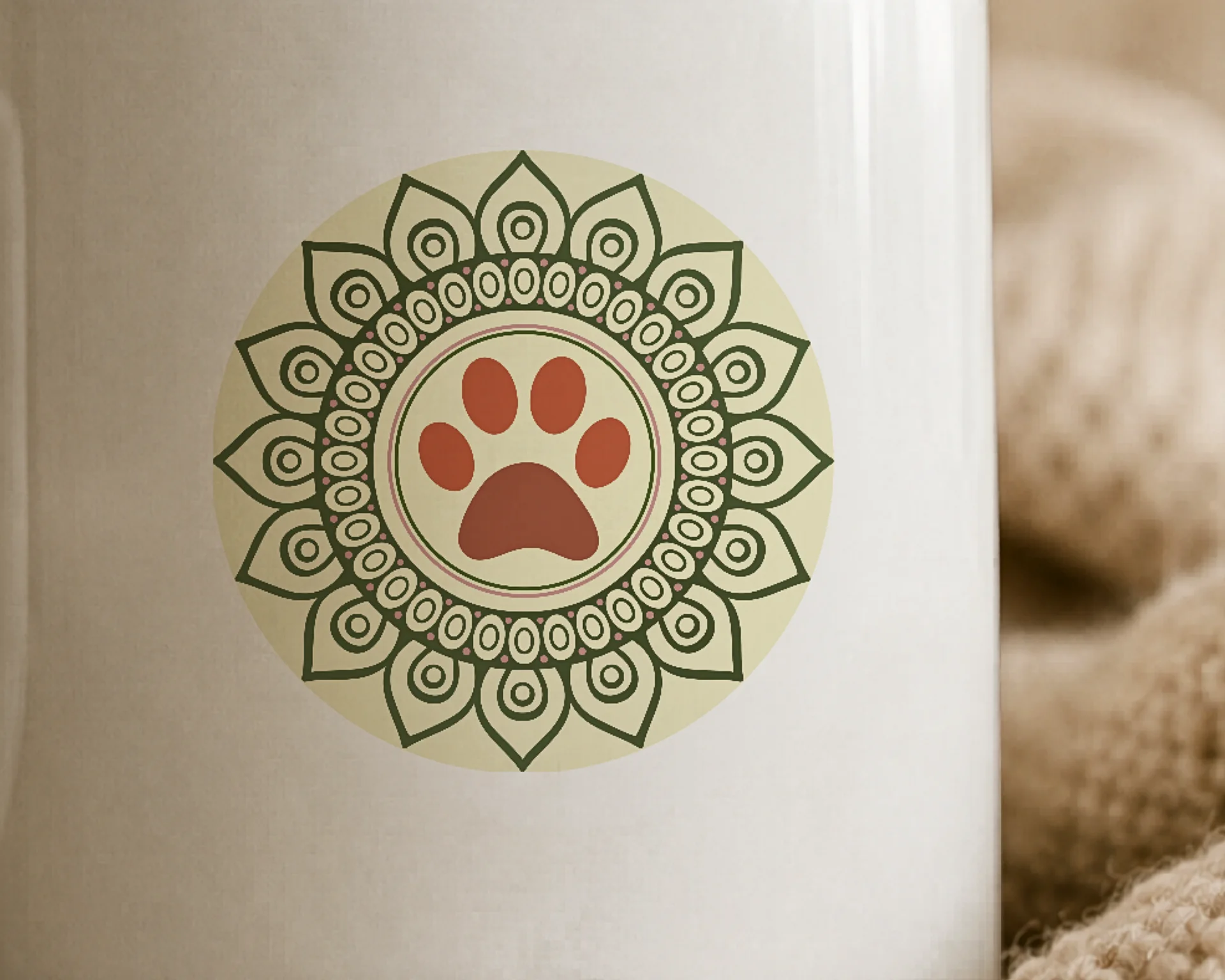 Paws & Reflect Mandala Paw Print Ceramic Meditation Mug - Fall Edition product image (3)