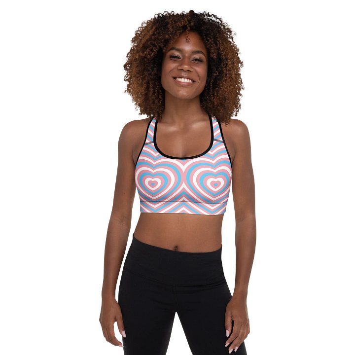 Trans Pride Hearts Padded Sports Bra product image (1)