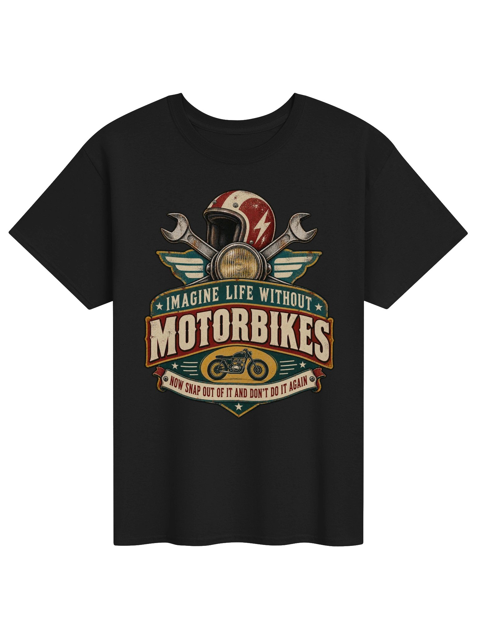 Imagine Life Without Motorbikes – Retro Garage Biker T-Shirt product image (1)