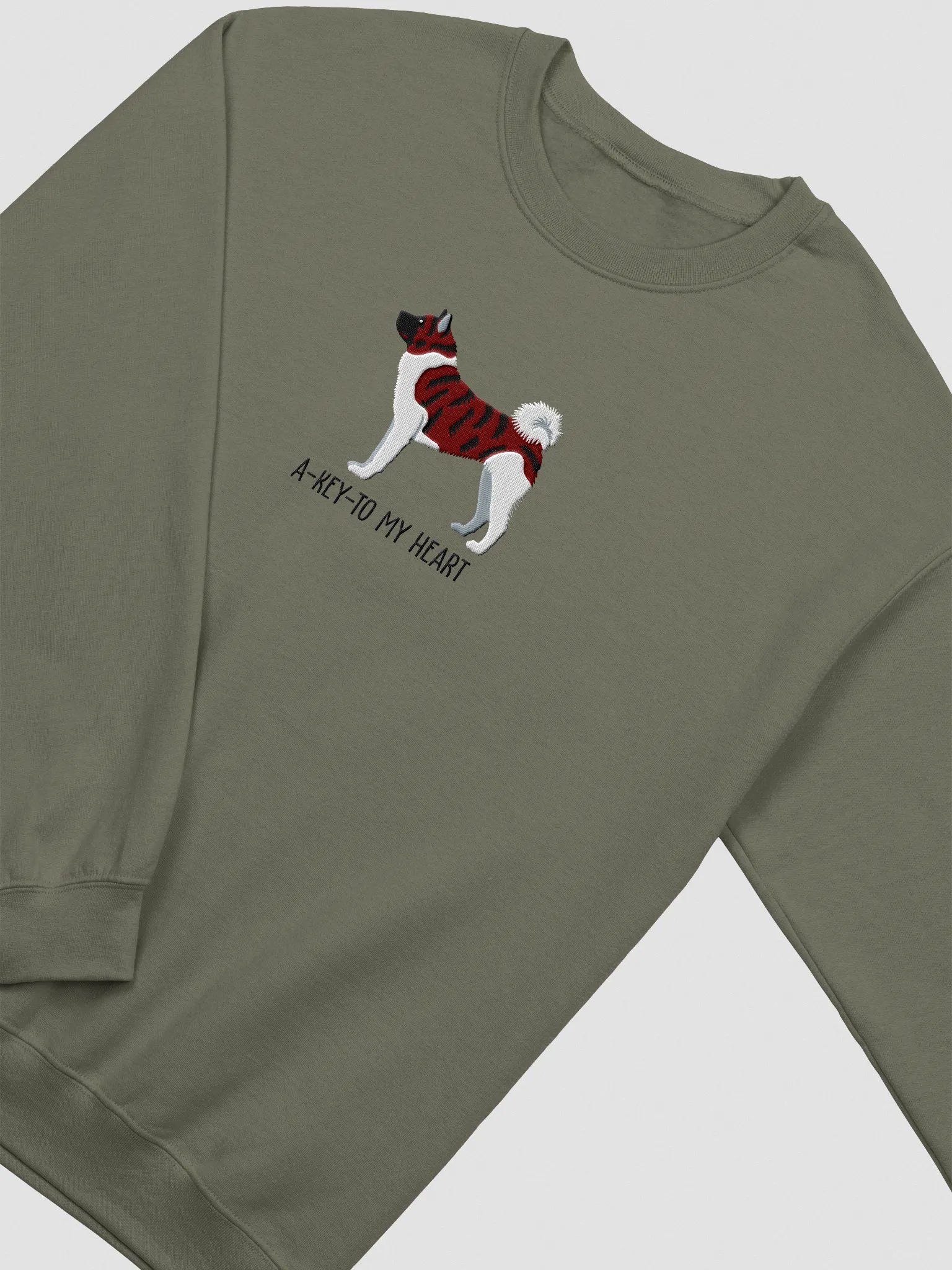 A-Key-To My Heart Sweatshirt (Embroidered) of an American Akita(Brindle) product image (6)