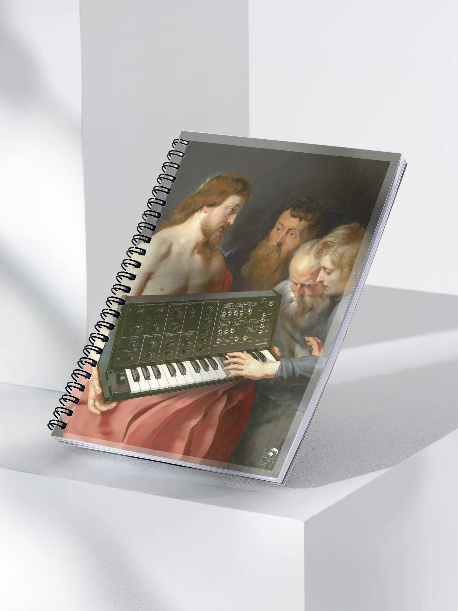 He died for our synths, by Frank Fonik (EDM Techno ( M.S-10 Tribute) Spiral Notebook product image (4)