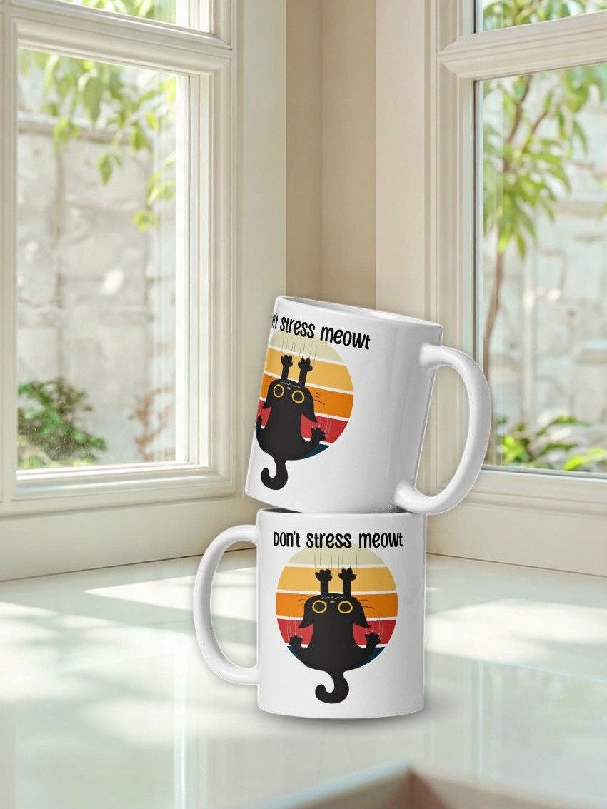 Sunset Cat Scratch White Glossy Mug product image (3)