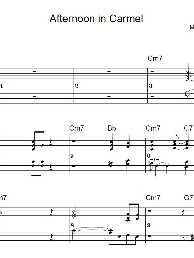 Afternoon in Carmel - Blues piano - Piano sheet music product image (1)