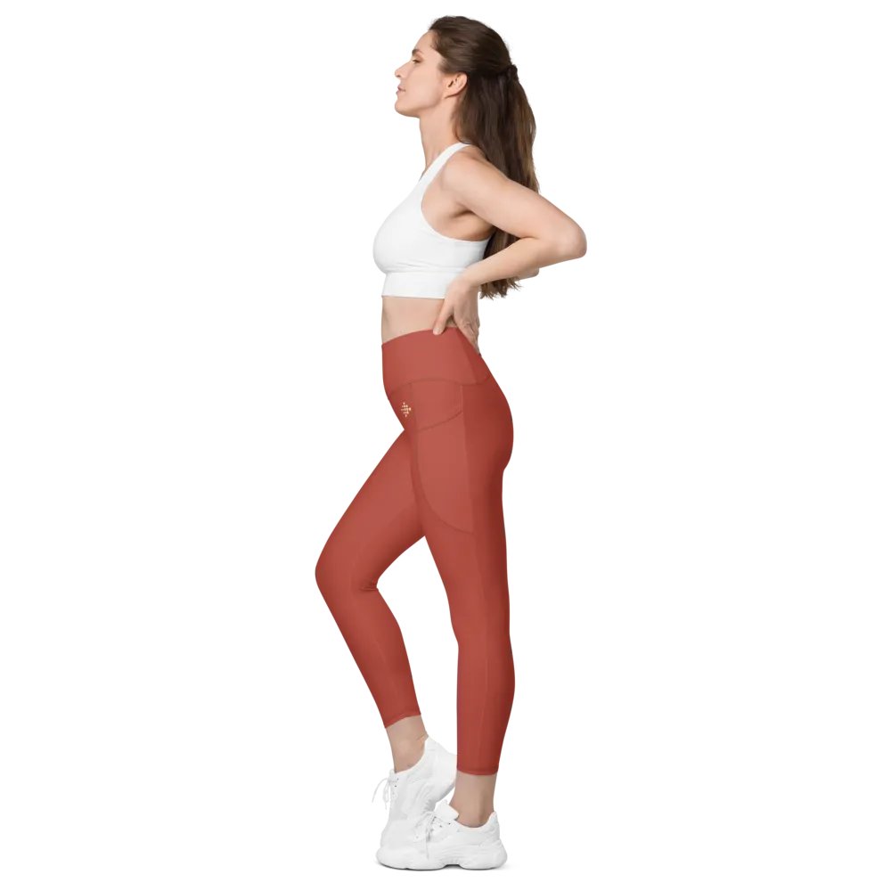 Intense Red Leggings with Pockets product image (10)