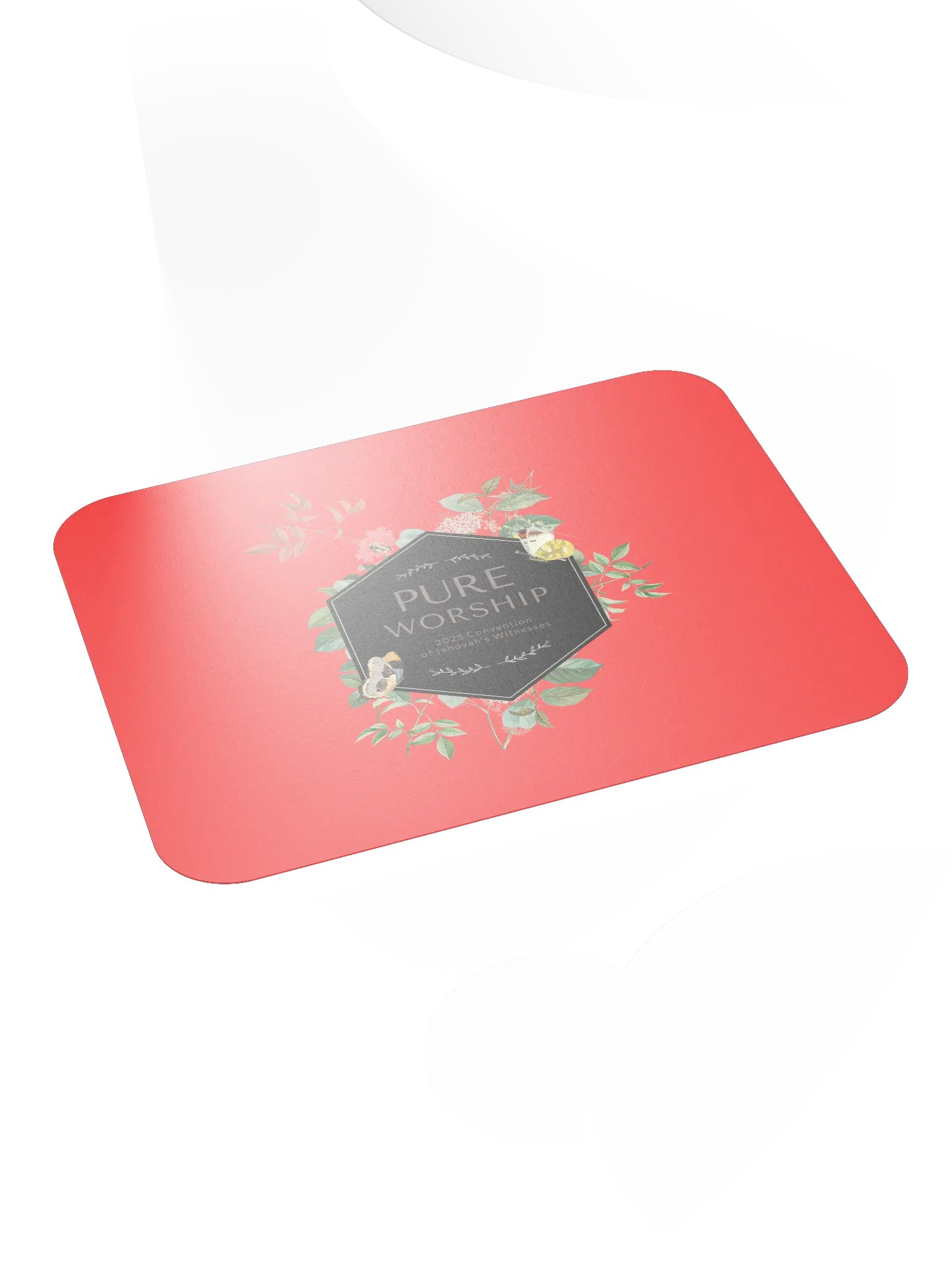 "Pure Worship" 2025 Convention | Coral Red Botanical Mouse Pad product image (4)