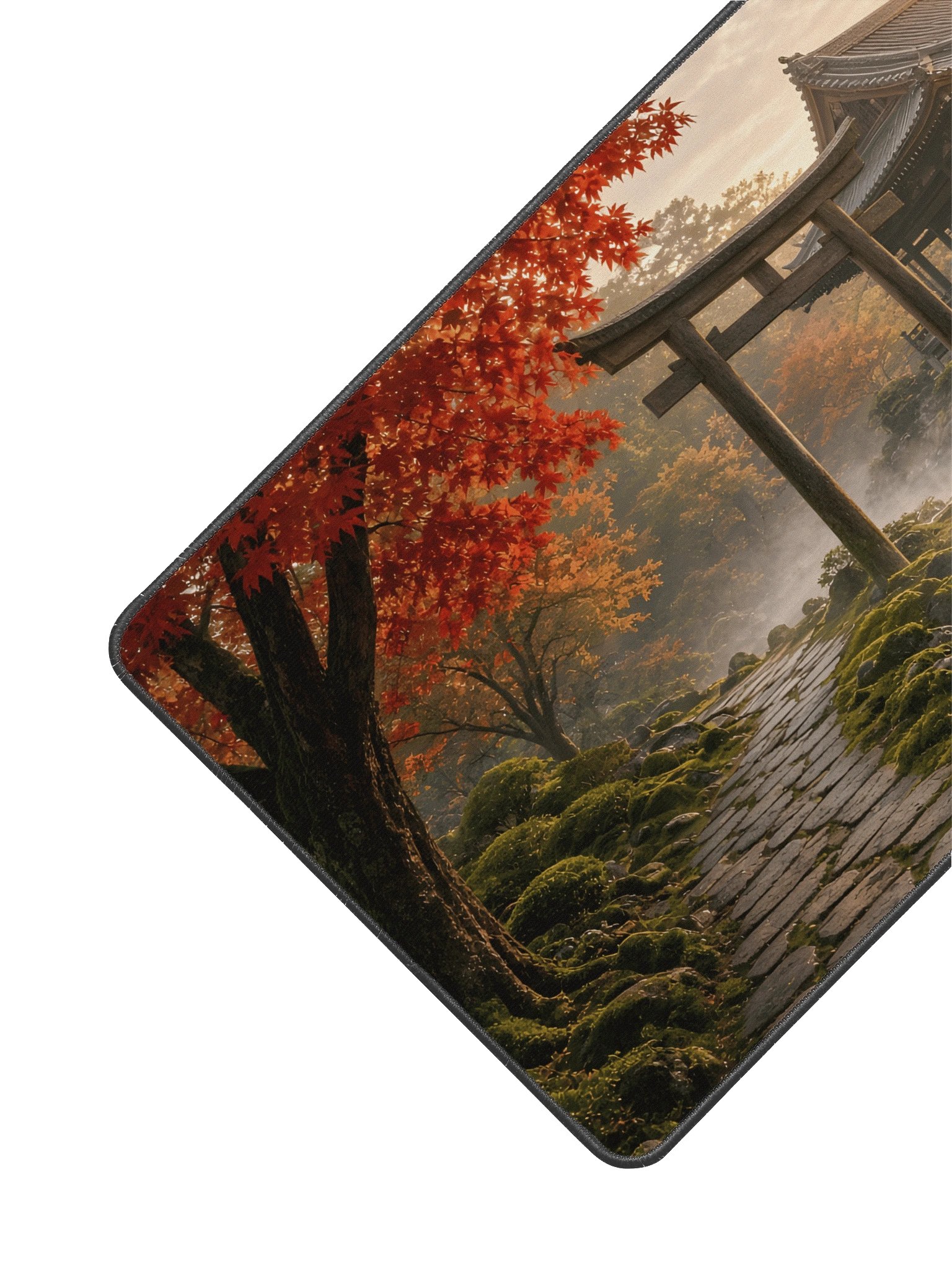 Japanese Torii Gate Autumn Garden Desk Mat 12" x 22" | Aesthetic Asian Landscape Mouse Pad product image (2)