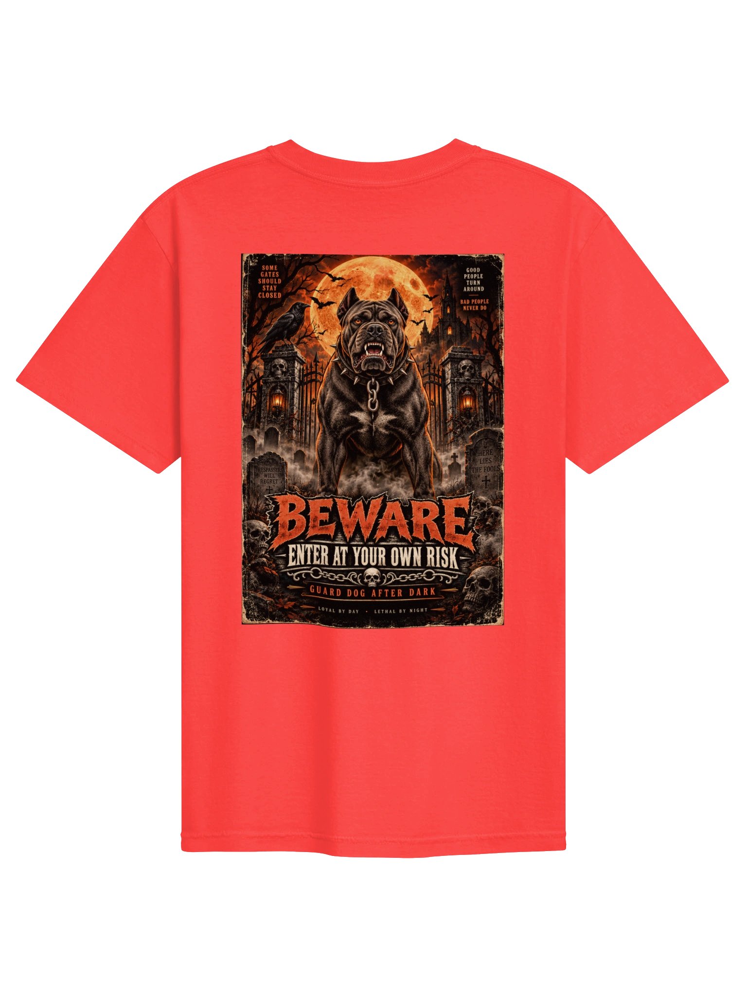 Beware — Enter at Your Own Risk Dog Dad Halloween Tee product image (2)