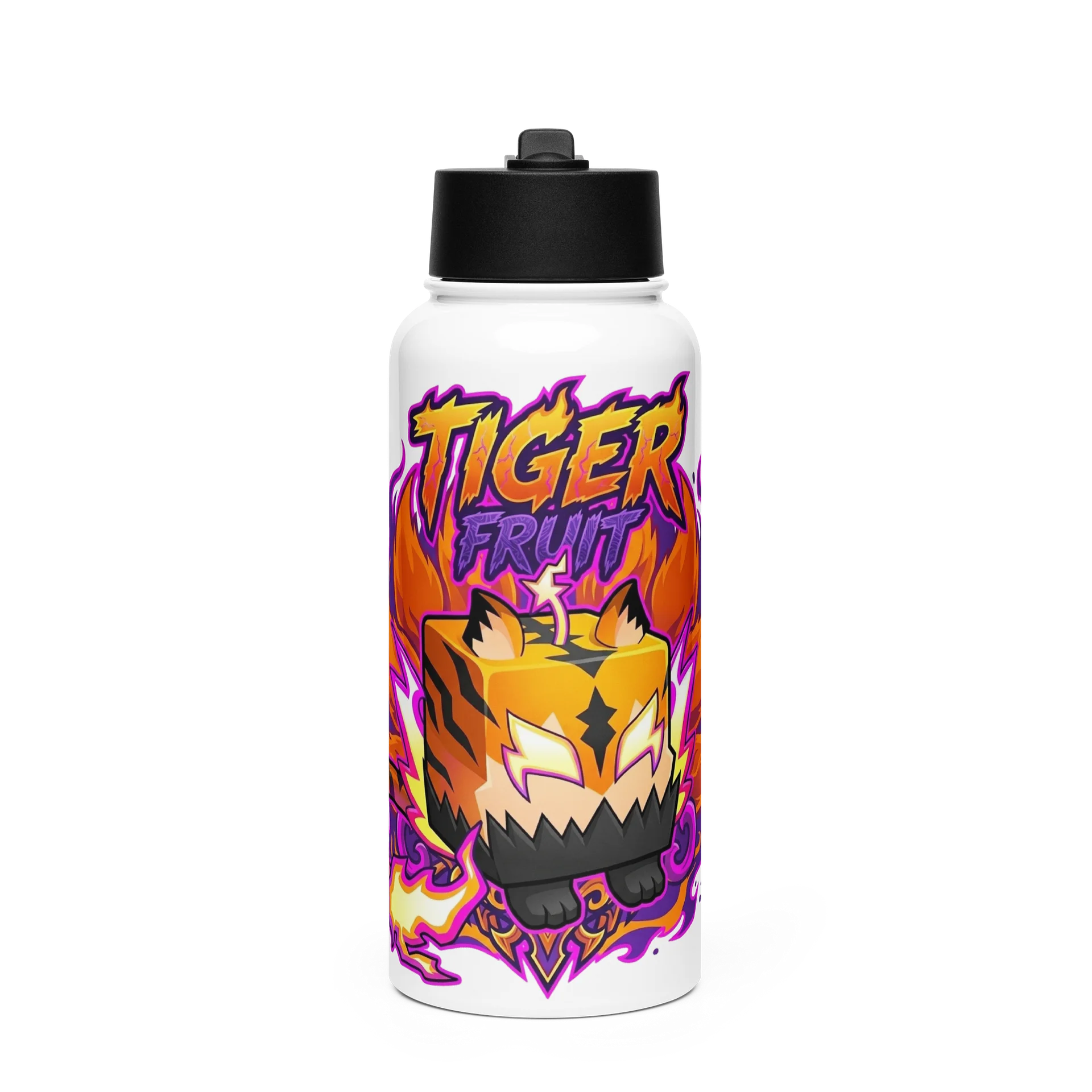 Tiger Fruit Blox Fruits Gamer Stainless Steel Water Bottle With Straw Gift For Kids product image (1)