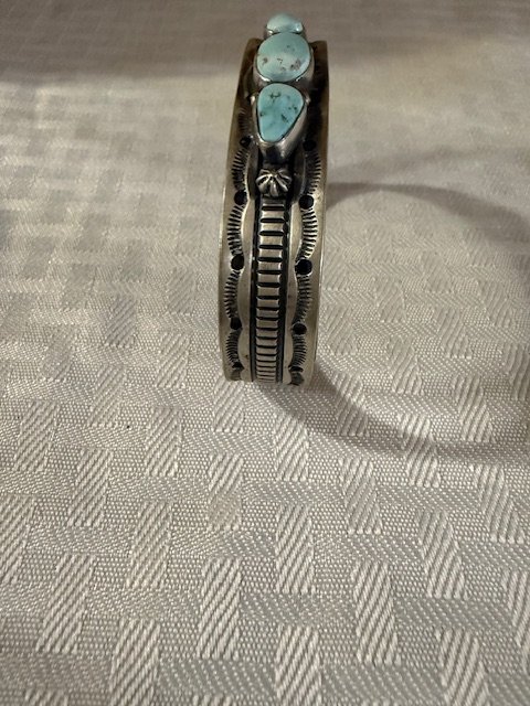 Artisan 3-Stone Dry Creek Turquoise Linear Geometric Cuff product image (2)
