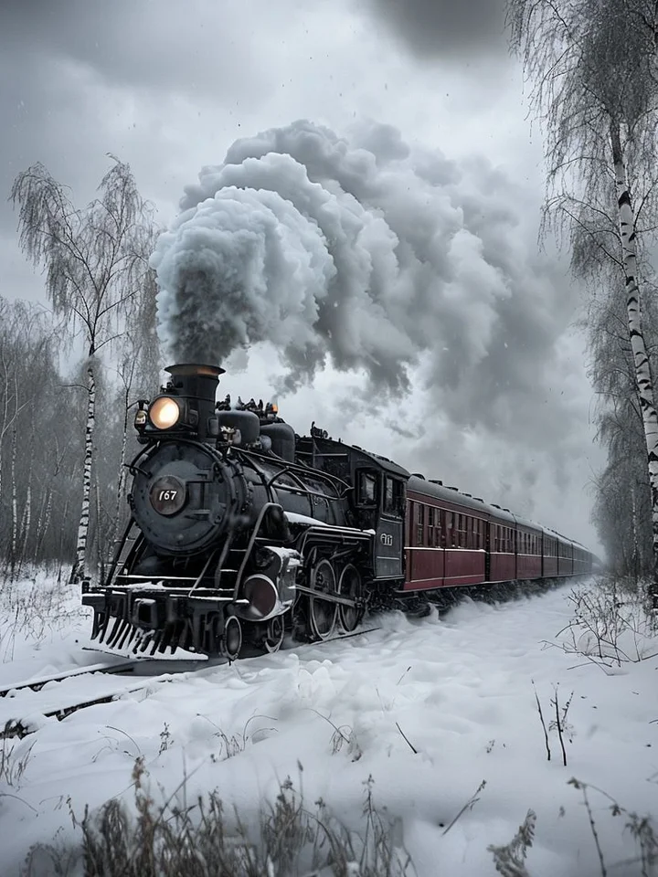 Winter Steam Locomotive Matte Poster product image (1)