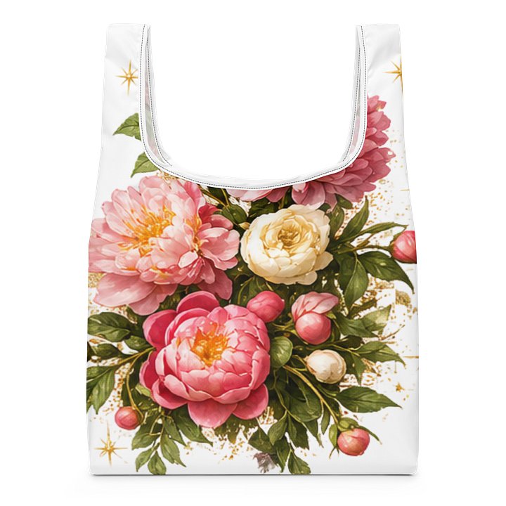 Peony & Gold Sparkle Floral Tote product image (1)
