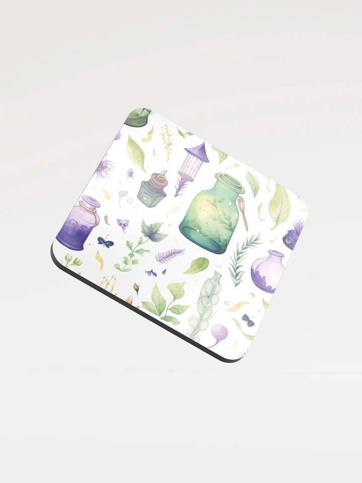 Glossed Cork Coaster 🟩 🟪 Fascinating Watercolor Pattern - Motif 12 product image (1)