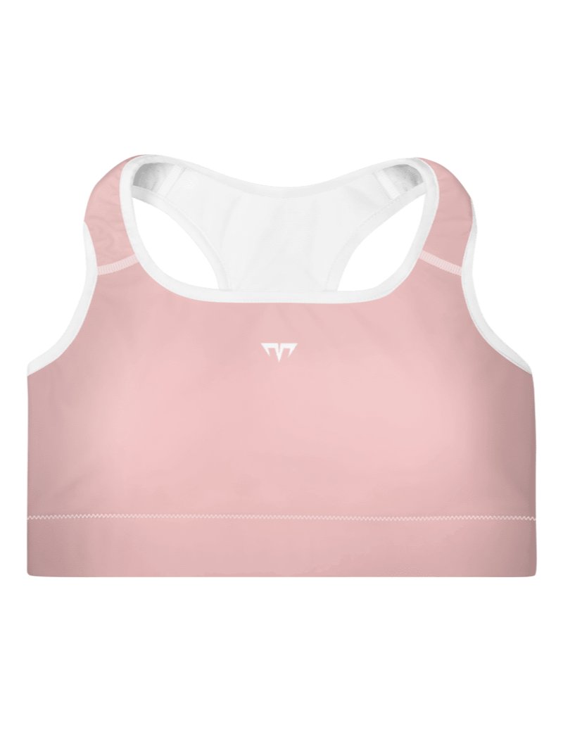 Women's Activewear - Padded Sports Bra Baby Pink/White - Printed White Logo product image (1)