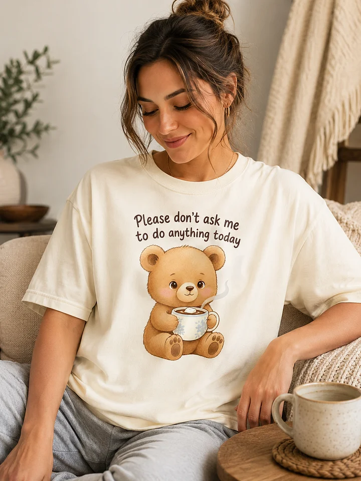 A cozy Comfort Colors-style T-shirt with a cute teddy bear product image (1)